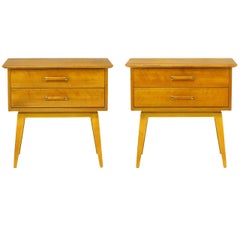 Pair of Renzo Rutili Two-Drawer Nightstands in Bleached Walnut