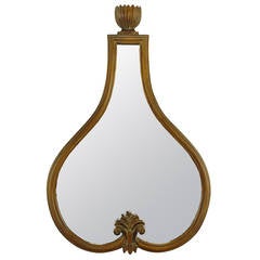 Hand-Carved Glazed Pine Mirror with Acanthus Leaf Detail