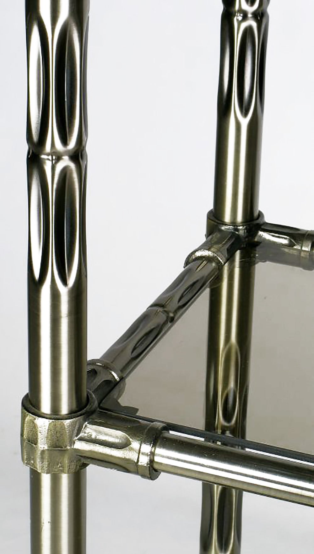 Pair of Steel Bamboo Étagères in Antique Nickel Finish 4