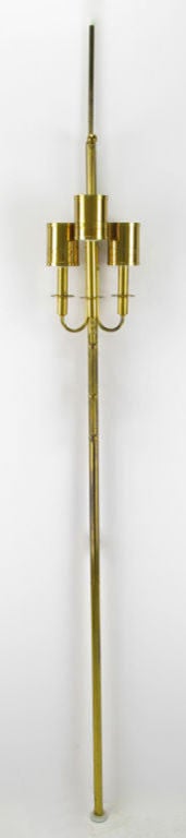 Three Light Pole Lamp With Polished & Pierced Brass Shades