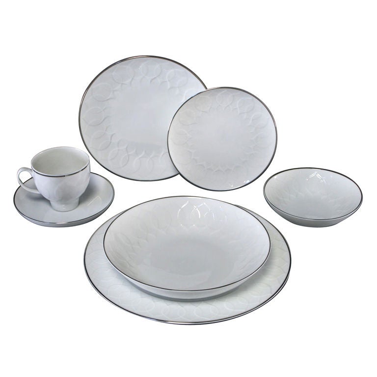 Rosenthal Wiinblad Lotus Weiß Platin Service für zwölf Personen