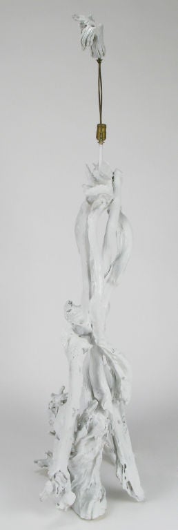 American Driftwood Floor Lamp In White Lacquer.
