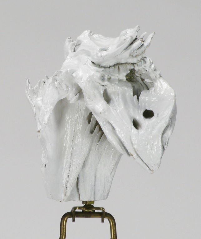 Driftwood Floor Lamp In White Lacquer. 1