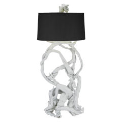 Driftwood Floor Lamp In White Lacquer.