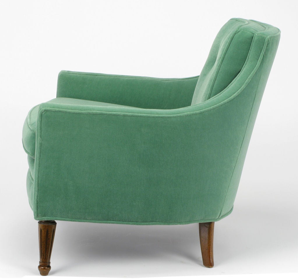 Mid-20th Century Curved Barrel Back Club Chair In Wintergreen Velvet