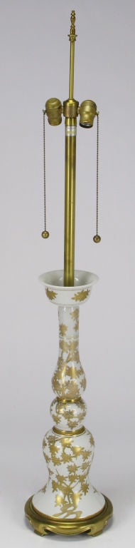 Marbro Parcel Gilt On White Porcelain Chinoiserie Table Lamp