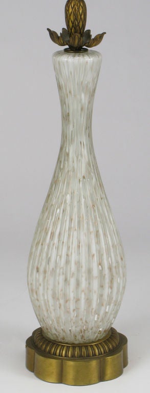 American Murano Cordonato D'Oro Fluted Glass Table Lamp For Sale
