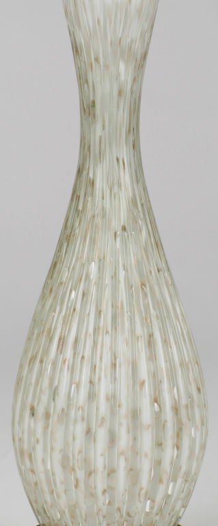 Mid-20th Century Murano Cordonato D'Oro Fluted Glass Table Lamp For Sale