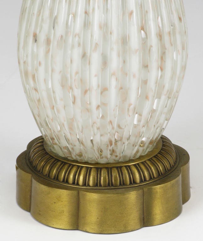 Murano Cordonato D'Oro Fluted Glass Table Lamp For Sale 1