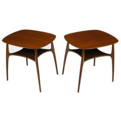 Pair Extraordinary Edward Wormley Mahogany End Tables