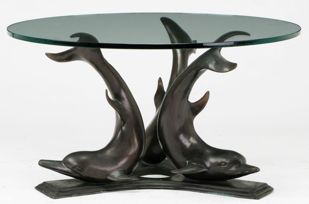 dolphin glass coffee table