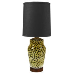 Vintage Large Italian Ceramic Leopard Glazed Table Lamp