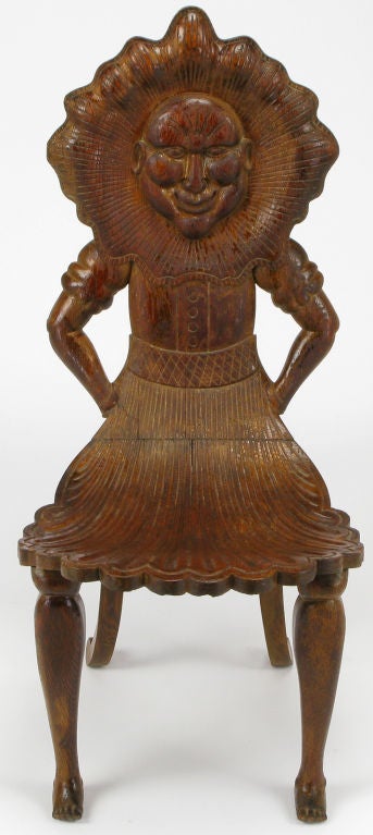 Folk Art Carved Oak Fantasy Chair After Pedro Friedberg