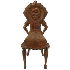 Folk Art Carved Oak Fantasy Chair After Pedro Friedberg