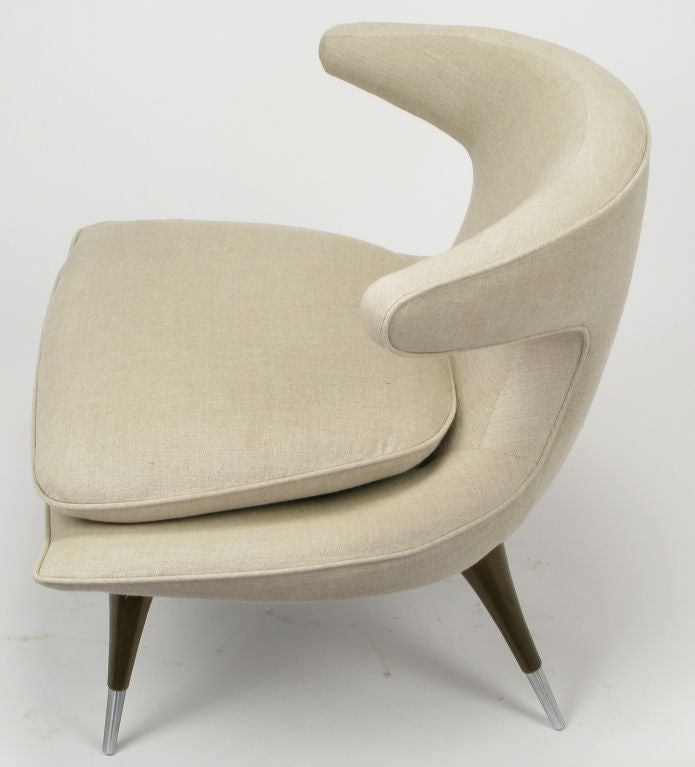 American Karpen Of California Horn Lounge Chair In Natural Linen