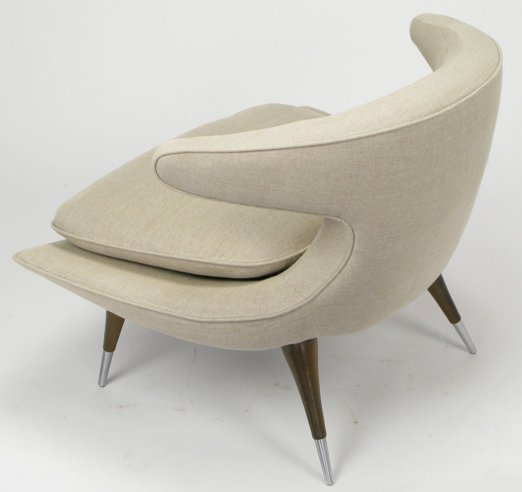 Mid-20th Century Karpen Of California Horn Lounge Chair In Natural Linen