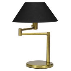 Retro Walter Von Nessen Brushed Brass Swing Arm Desk Lamp