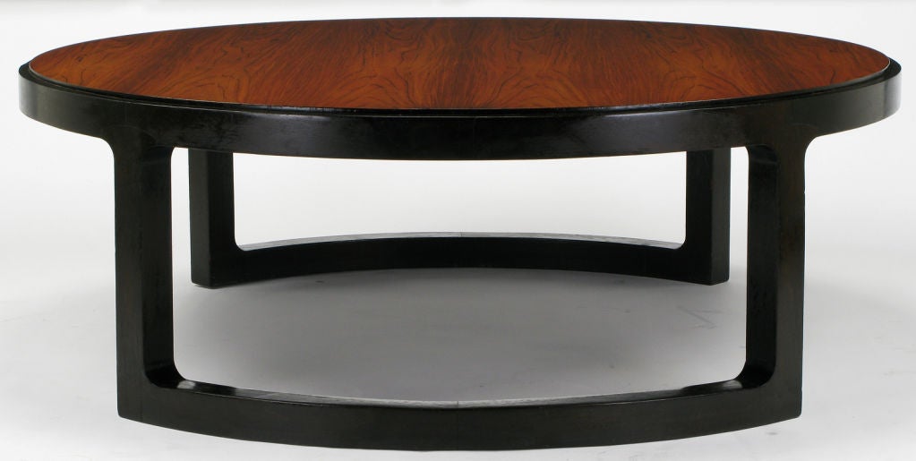 Edward Wormley Round Rosewood & Mahogany Coffee Table 1