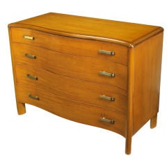 Four Drawer Bleached Mahogany Serpentine Front Commode