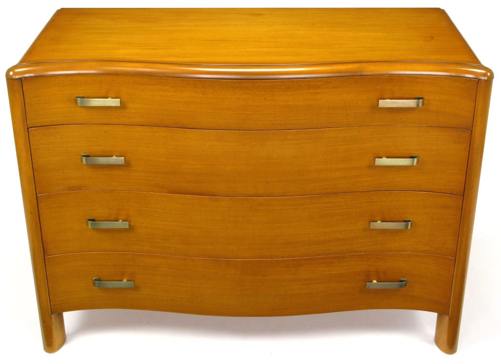 Four Drawer Bleached Mahogany Serpentine Front Commode