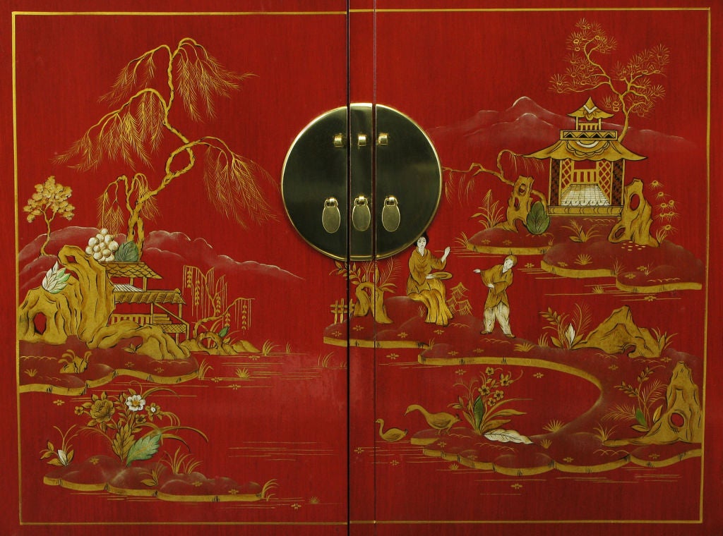 Baker Red Glazed & Asian Scene Far East Collection Sideboard 1
