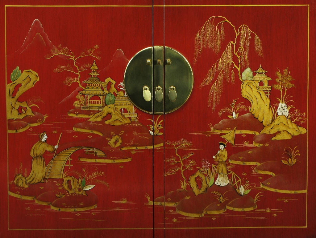Baker Red Glazed & Asian Scene Far East Collection Sideboard 2
