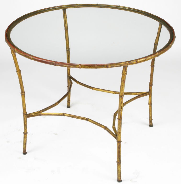 Round Gilt Metal Bamboo Dining Table