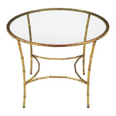 Round Gilt Metal Bamboo Dining Table