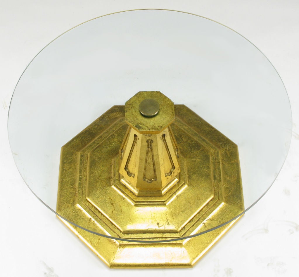 American Octagonal Gilt Regency Pedestal Side Table For Sale