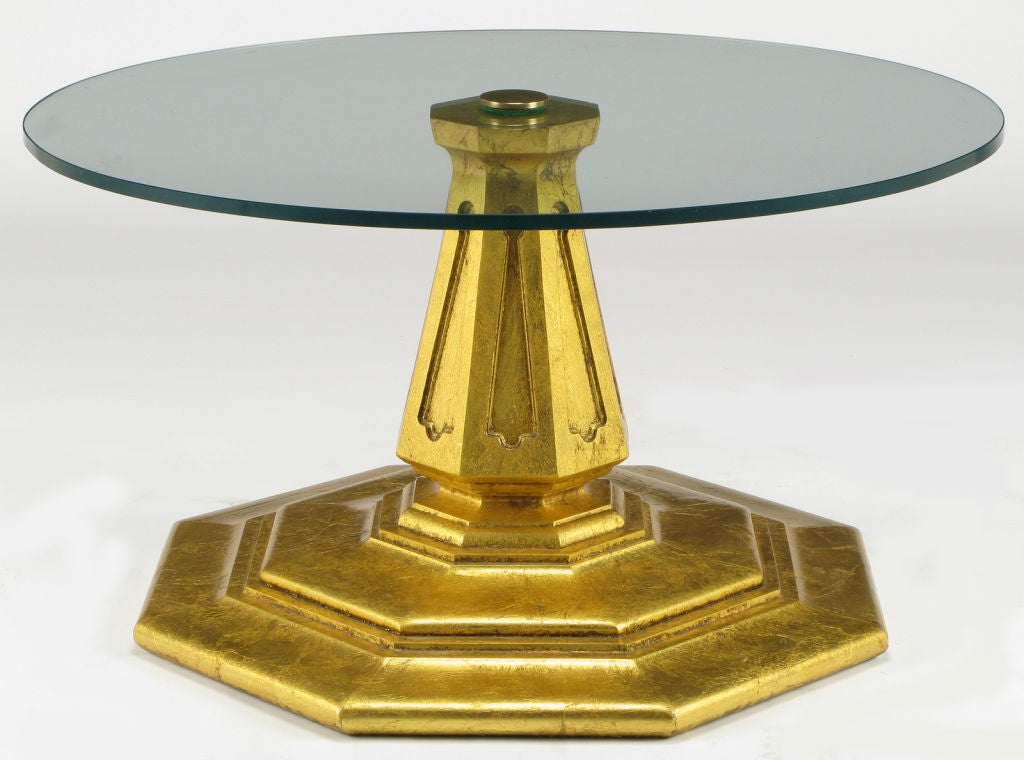 Mid-20th Century Octagonal Gilt Regency Pedestal Side Table For Sale