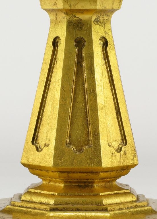 Octagonal Gilt Regency Pedestal Side Table For Sale 1