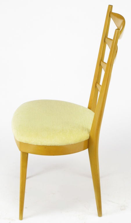 American Modern Birch & Chartreuse Velvet Ladder Back Desk Chair