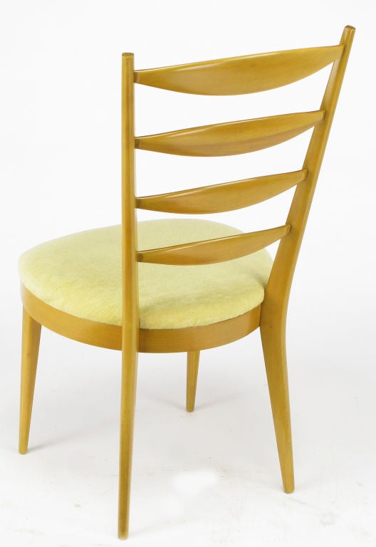Mid-20th Century Modern Birch & Chartreuse Velvet Ladder Back Desk Chair