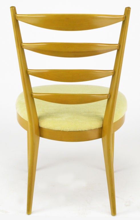Modern Birch and Chartreuse Velvet Ladder Back Desk Chair at 1stdibs