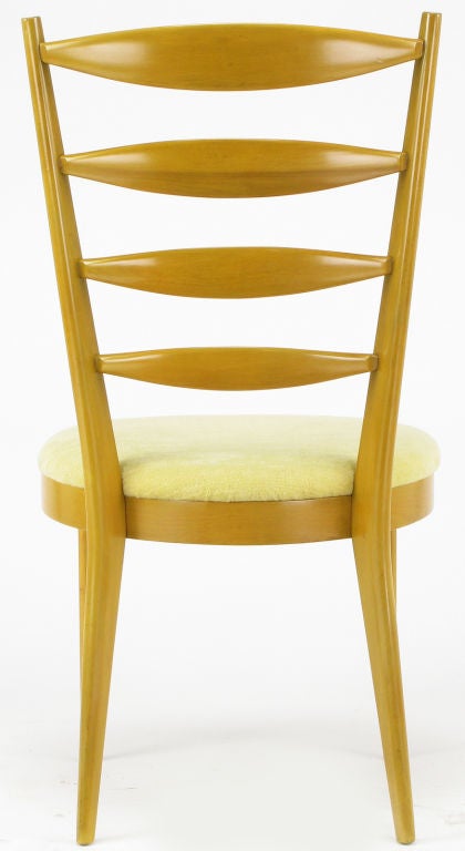 Modern Birch & Chartreuse Velvet Ladder Back Desk Chair 2