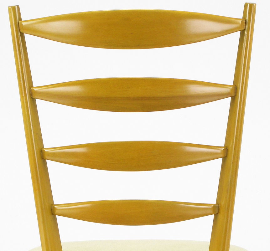 Modern Birch & Chartreuse Velvet Ladder Back Desk Chair 3