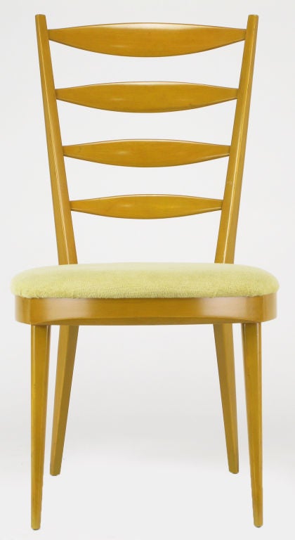 Modern Birch & Chartreuse Velvet Ladder Back Desk Chair 4