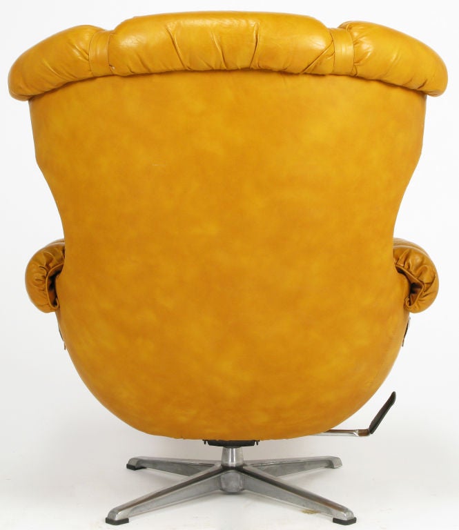 Swedish Overman Egg Form Swiveling Lounge Chair & Ottoman