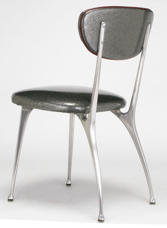 American Impala Side Chairs In Aluminum & Silver Metalflake Upholstery