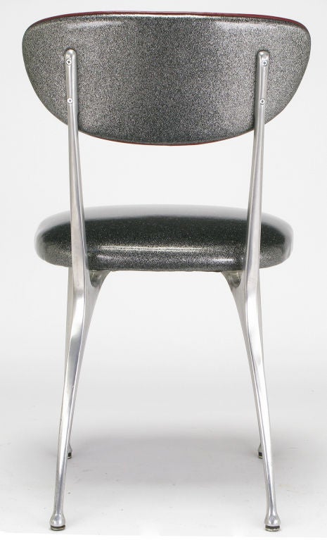 Mid-20th Century Impala Side Chairs In Aluminum & Silver Metalflake Upholstery