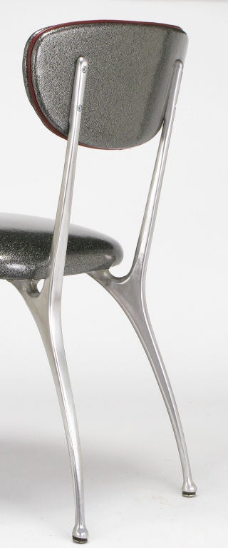 Impala Side Chairs In Aluminum & Silver Metalflake Upholstery 1