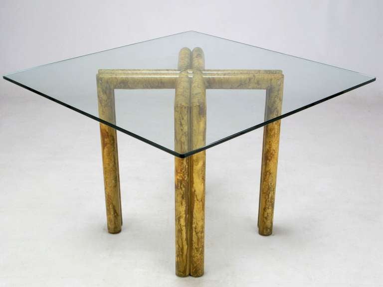 Phyllis Morris Saltire Base Dining Table In Oil-Drop Lacquer  In Good Condition In Chicago, IL