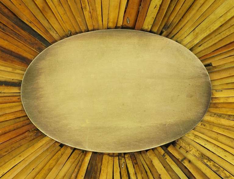 Gabriella Crespi Bamboo And Brass Star Burst Oval Tray In Good Condition In Chicago, IL