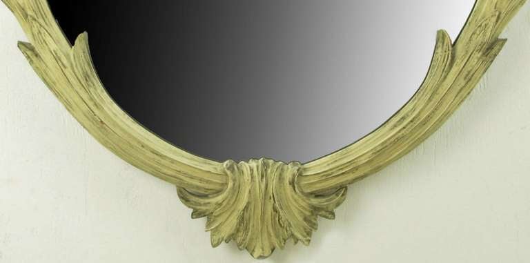 American Hand-Carved French Regence Style Mirror with Gilt Ivory Glaze For Sale