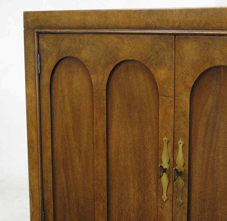 Mid-20th Century Trio of Mastercraft Burled and Walnut Colonnade Cabinets For Sale
