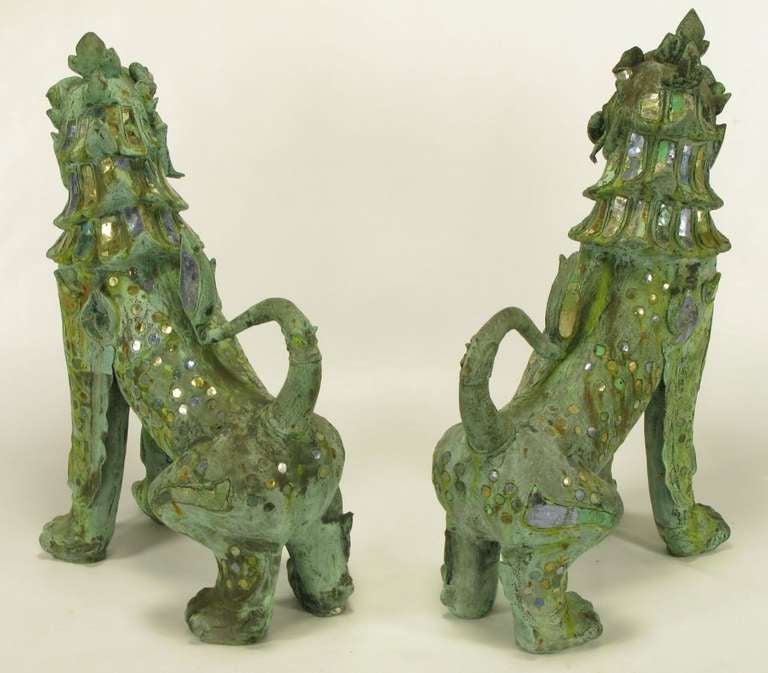 American Pair of Massive Phyllis Morris Bronze Dragons Holding Female Nudes For Sale