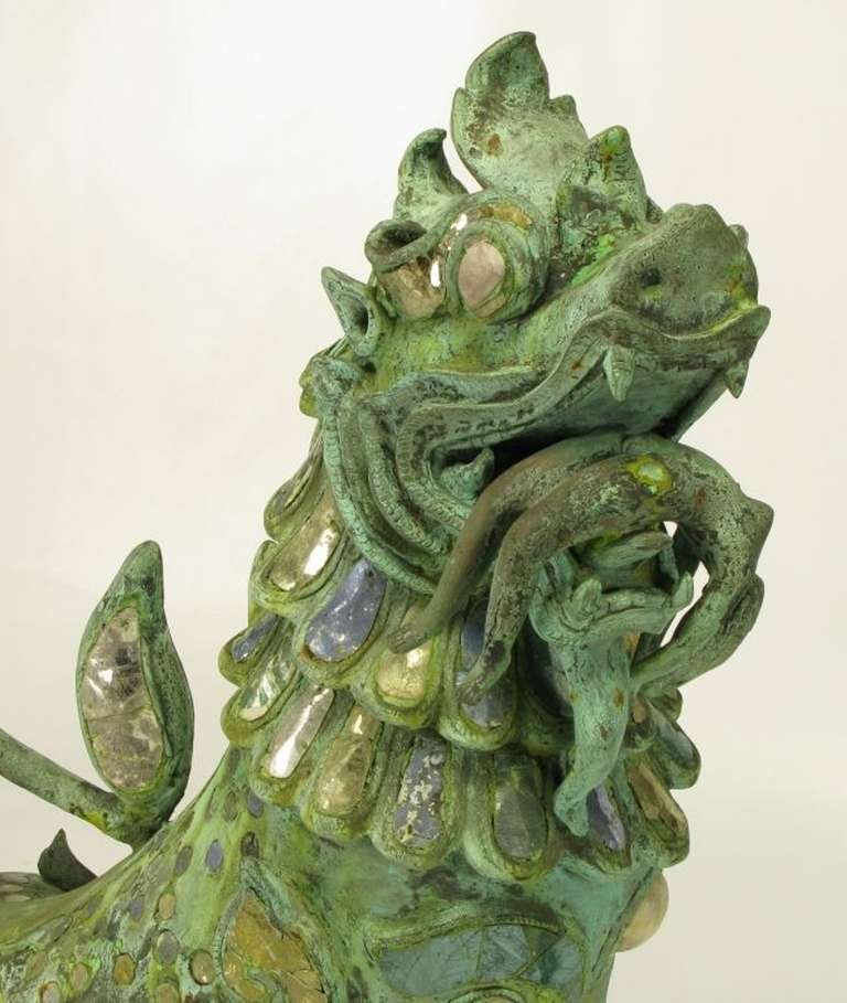 20th Century Pair of Massive Phyllis Morris Bronze Dragons Holding Female Nudes For Sale