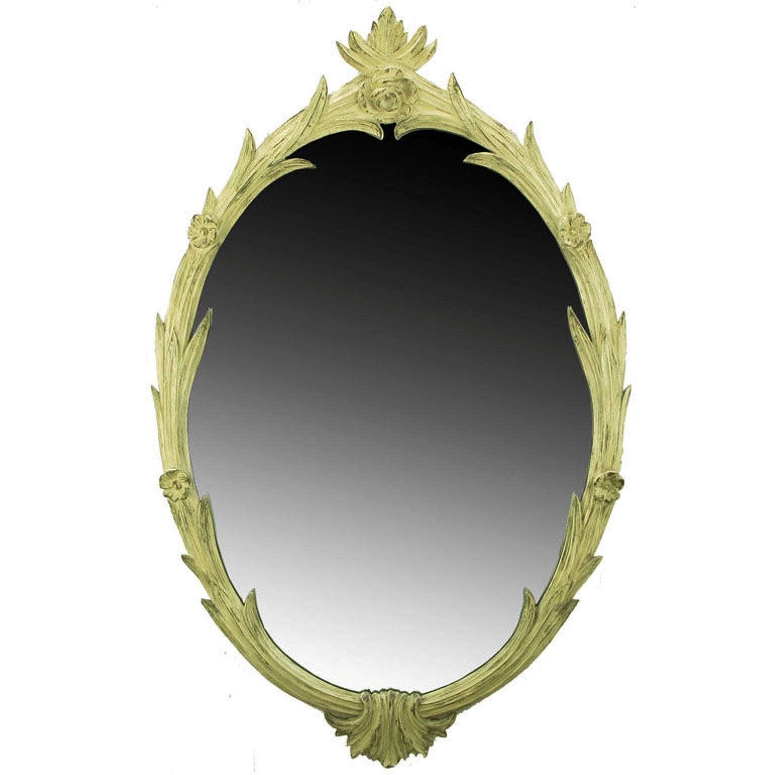 Hand-Carved French Regence Style Mirror with Gilt Ivory Glaze For Sale