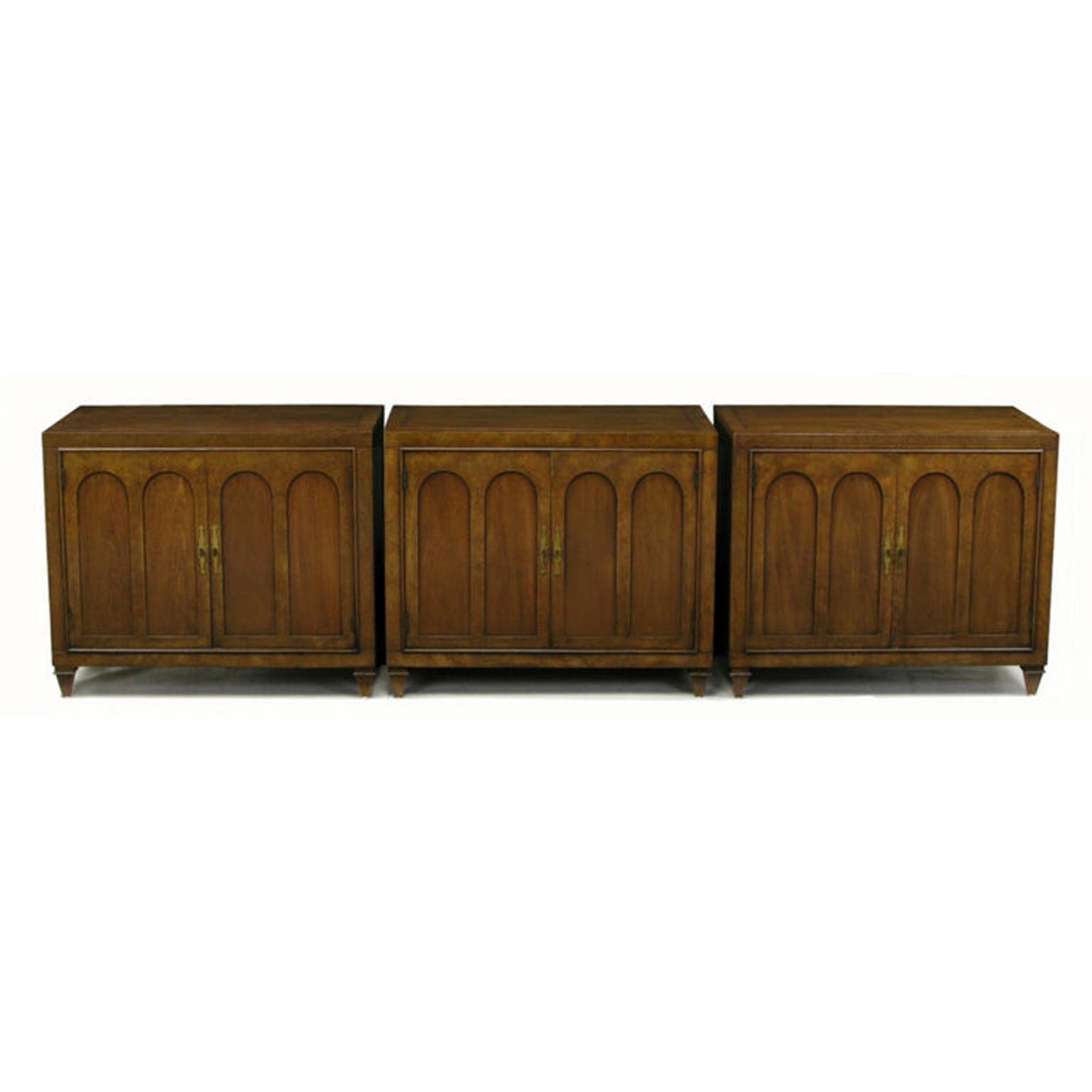 Trio of Mastercraft Burled and Walnut Colonnade Cabinets