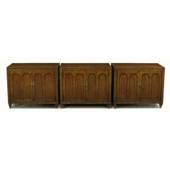 Used Trio of Mastercraft Burled and Walnut Colonnade Cabinets